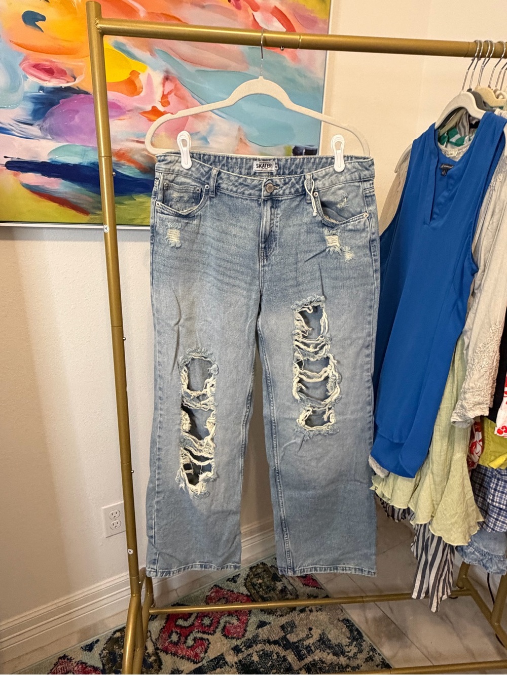 Refuge Denim Skater‎ Low Rise Distressed Women’s Casual Relaxed Fit 9